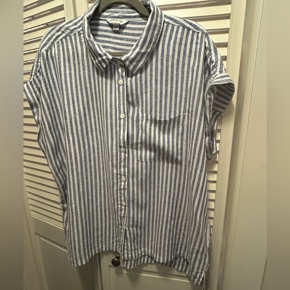 Orvis Blue and White Striped Women’s Casual Shirt